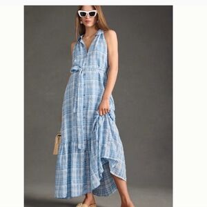 Anthropologie Button Down Halter Midi Dress